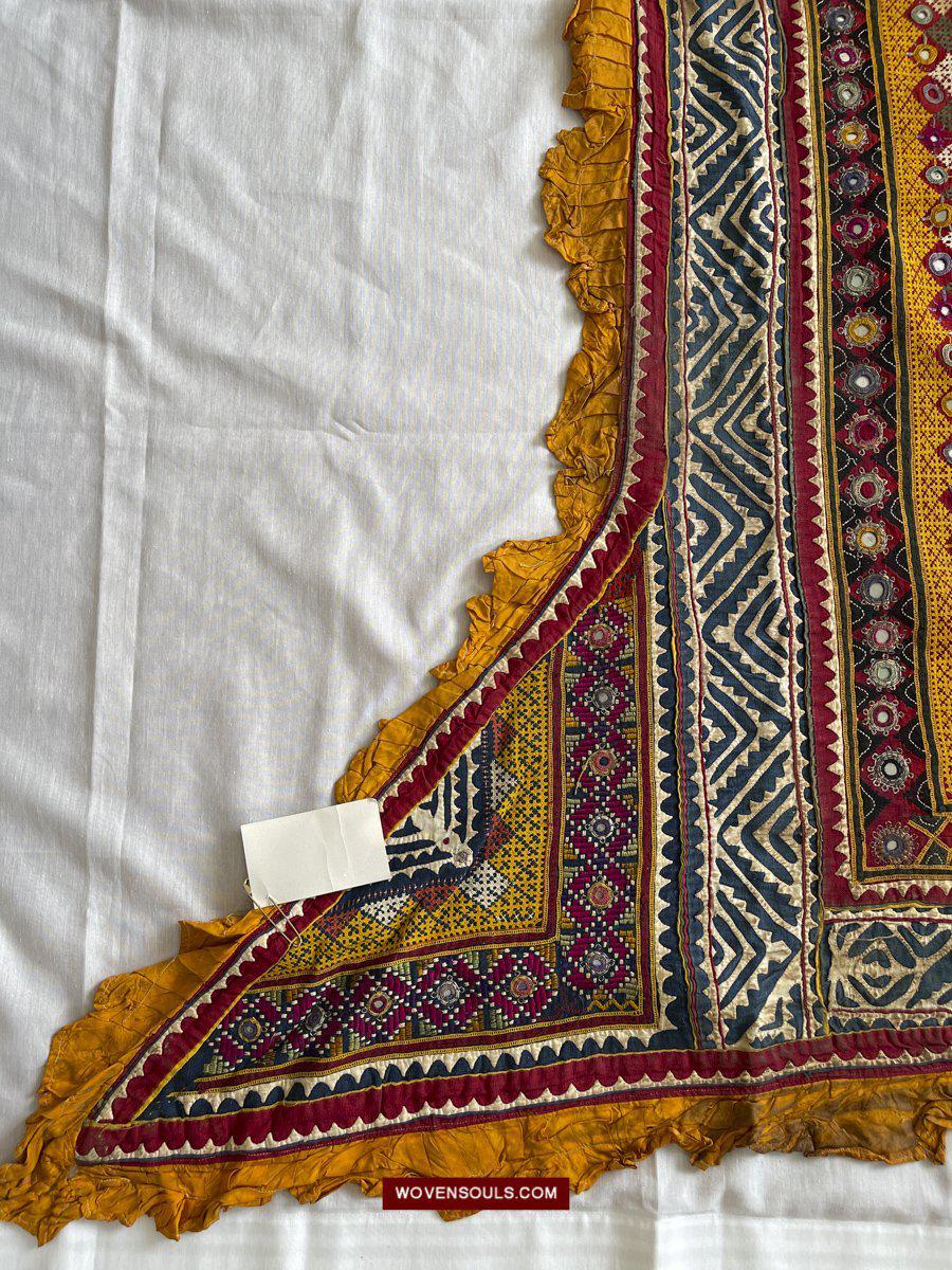 1216 Rare Vintage Ceremonial Camel Cover with Embroidery - Sindh / Rajasthan-WOVENSOULS-Antique-Vintage-Textiles-Art-Decor