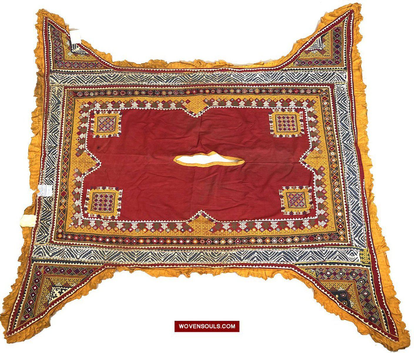 1216 Rare Vintage Ceremonial Camel Cover with Embroidery - Sindh / Rajasthan-WOVENSOULS-Antique-Vintage-Textiles-Art-Decor