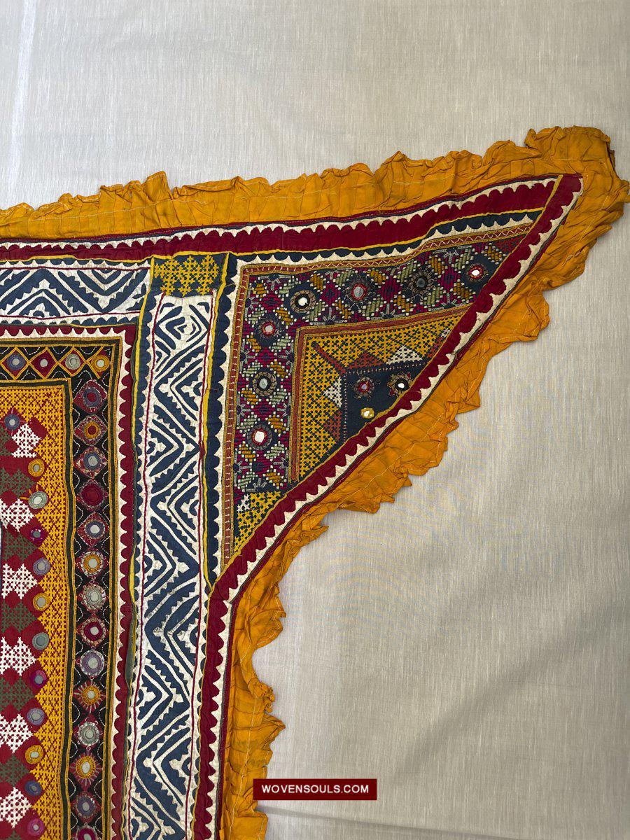 1216 Rare Vintage Ceremonial Camel Cover with Embroidery - Sindh / Rajasthan-WOVENSOULS-Antique-Vintage-Textiles-Art-Decor