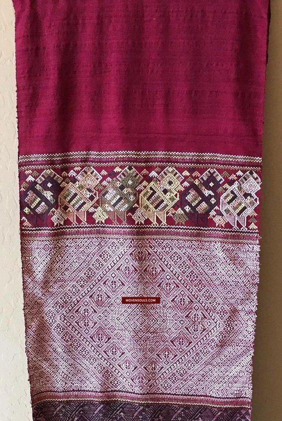 Tessitura di seta vintage del Laos del 1218 - Stola-WOVENSOULS-Arredamento artistico-tessile-vintage-antico