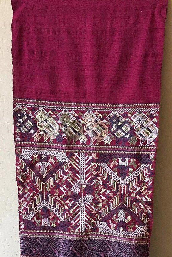 Tessitura di seta vintage del Laos del 1218 - Stola-WOVENSOULS-Arredamento artistico-tessile-vintage-antico