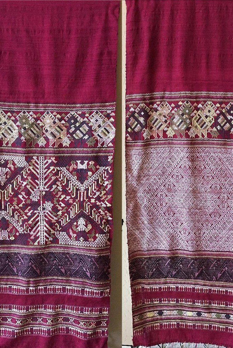 1218 Vintage Laos Silk Weaving - Stole-WOVENSOULS-Antique-Vintage-Textiles-Art-Decor
