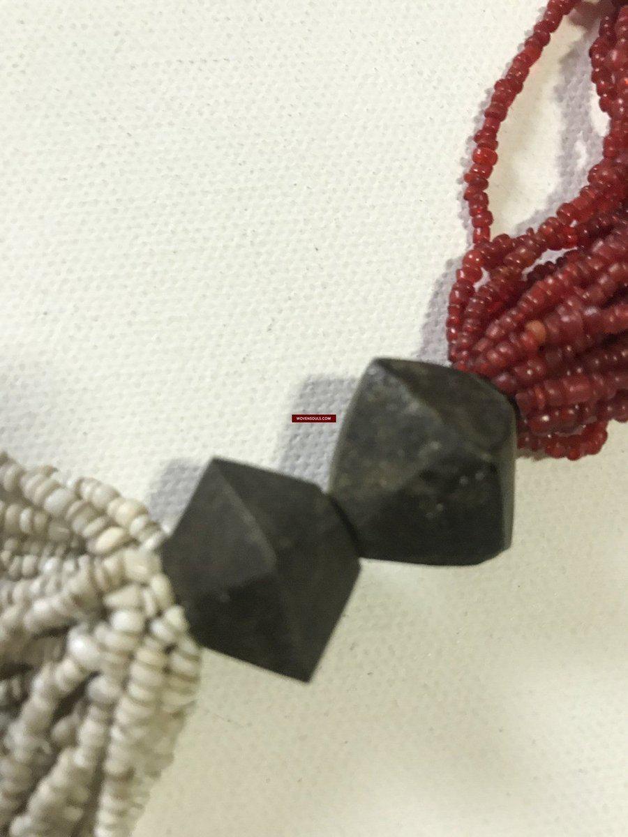 1222 Antique Tribal Bead Necklace with Glass and Bronze beads - Odisha-WOVENSOULS-Antique-Vintage-Textiles-Art-Decor