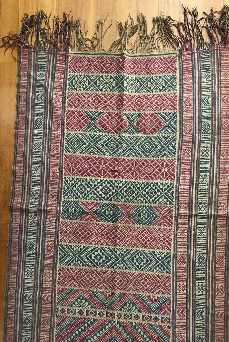 1229 Antiker handgewebter Schal in Museumsqualität aus Bhutan-WOVENSOULS-Antike-Vintage-Textilien-Kunst-Dekor
