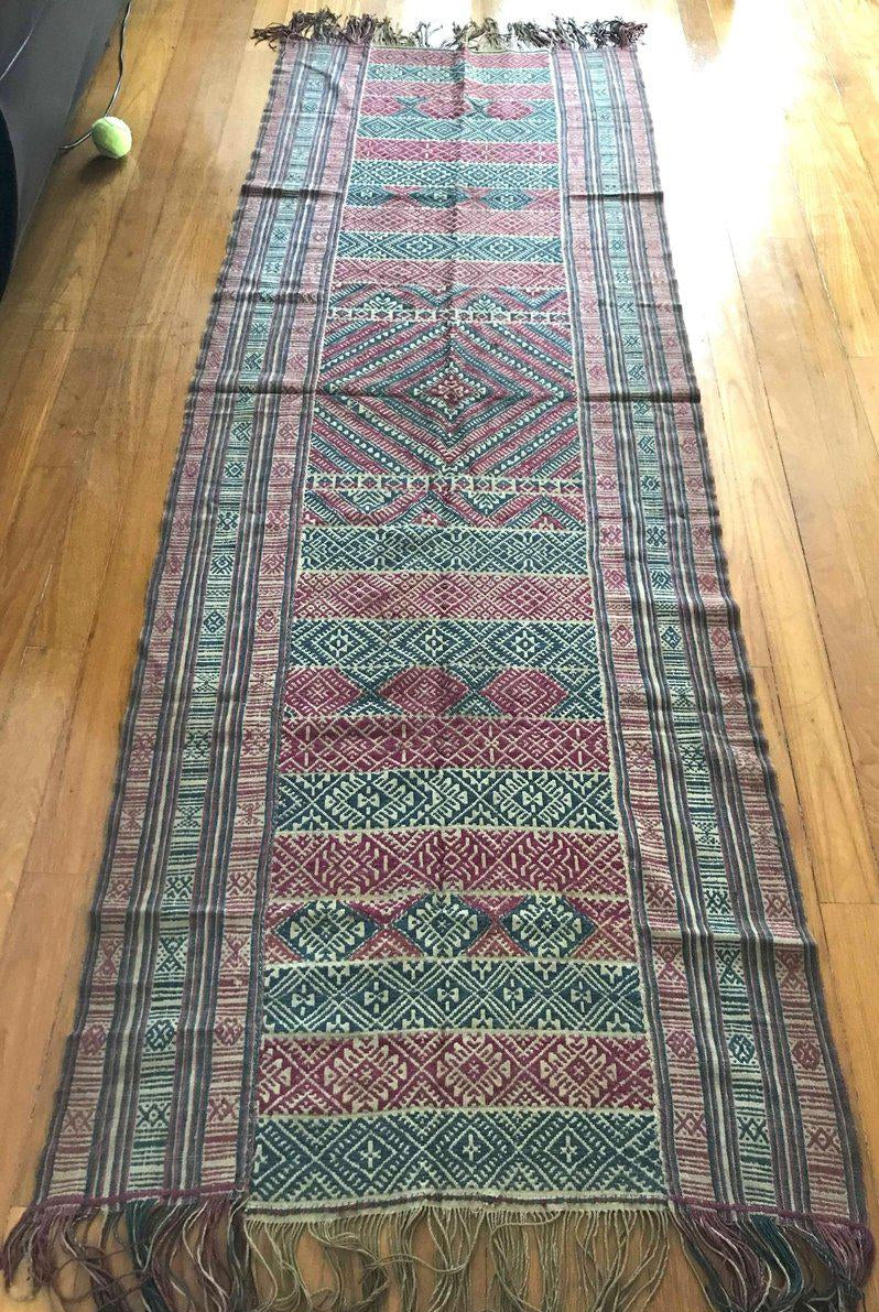 1229 Antiker handgewebter Schal in Museumsqualität aus Bhutan-WOVENSOULS-Antike-Vintage-Textilien-Kunst-Dekor