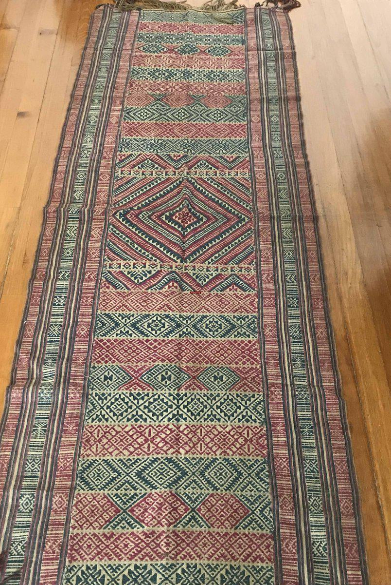 1229 Antiker handgewebter Schal in Museumsqualität aus Bhutan-WOVENSOULS-Antike-Vintage-Textilien-Kunst-Dekor