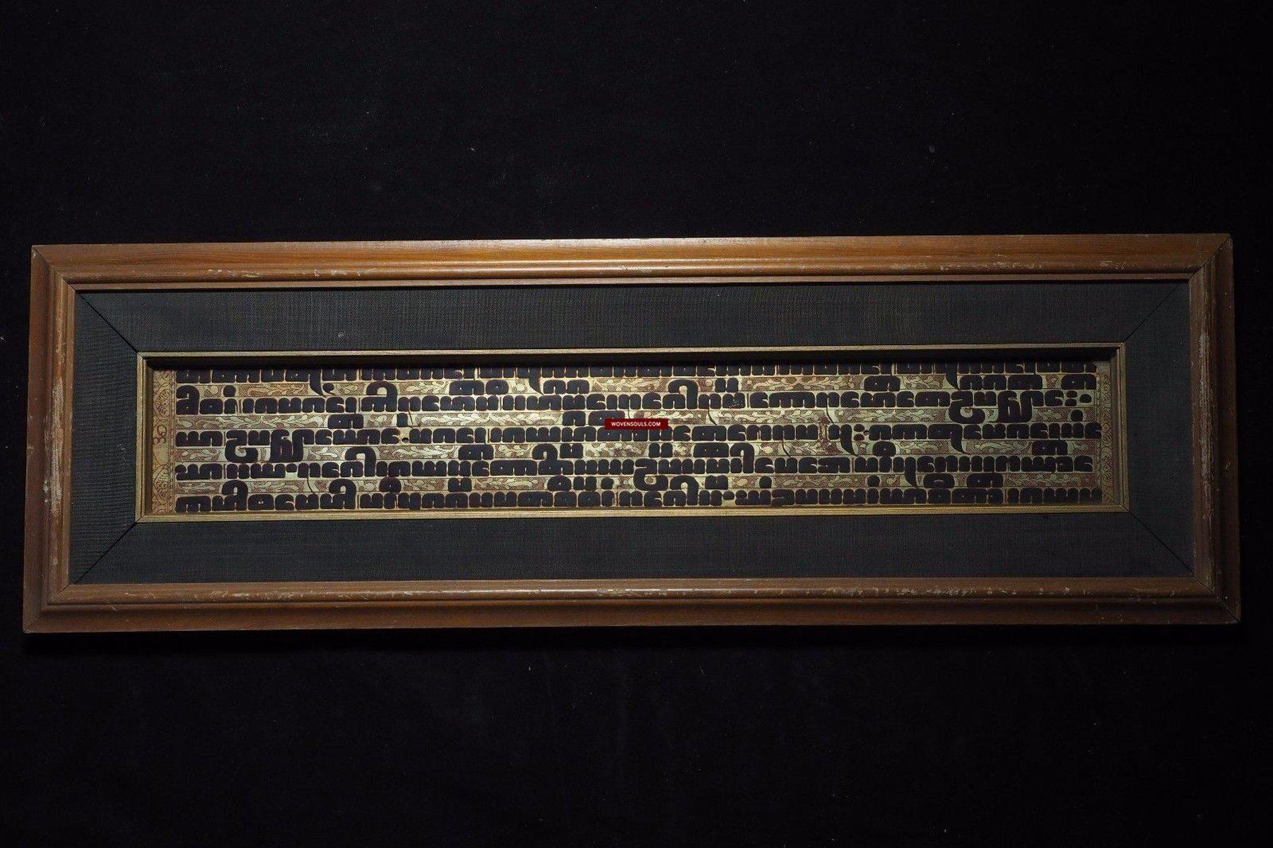 1235 SOLD - Set of 3 Framed Antique Kammavaca Buddhist Manuscript Folios from Burma-WOVENSOULS-Antique-Vintage-Textiles-Art-Decor