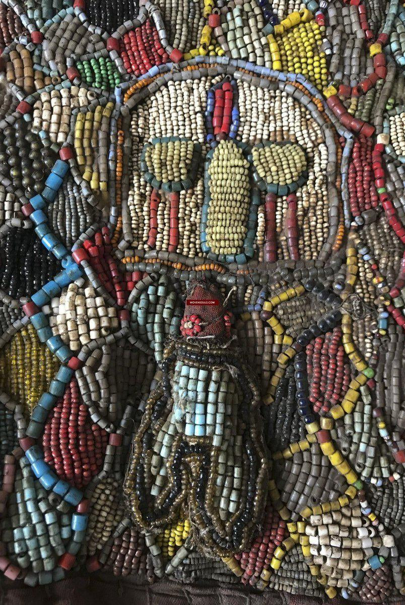 1239 Antique Beaded Yoruba Shango Priest Ceremonial Tunic Masterpiece-WOVENSOULS-Antique-Vintage-Textiles-Art-Decor