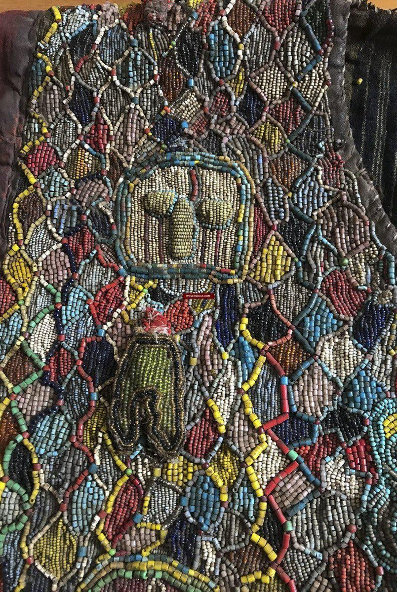 1239 Antique Beaded Yoruba Shango Priest Ceremonial Tunic Masterpiece-WOVENSOULS-Antique-Vintage-Textiles-Art-Decor