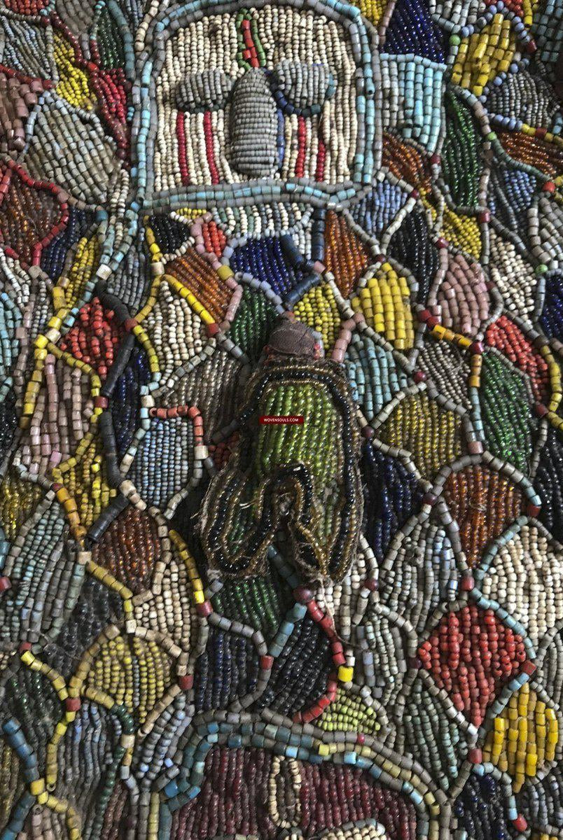 1239 Antique Beaded Yoruba Shango Priest Ceremonial Tunic Masterpiece-WOVENSOULS-Antique-Vintage-Textiles-Art-Decor