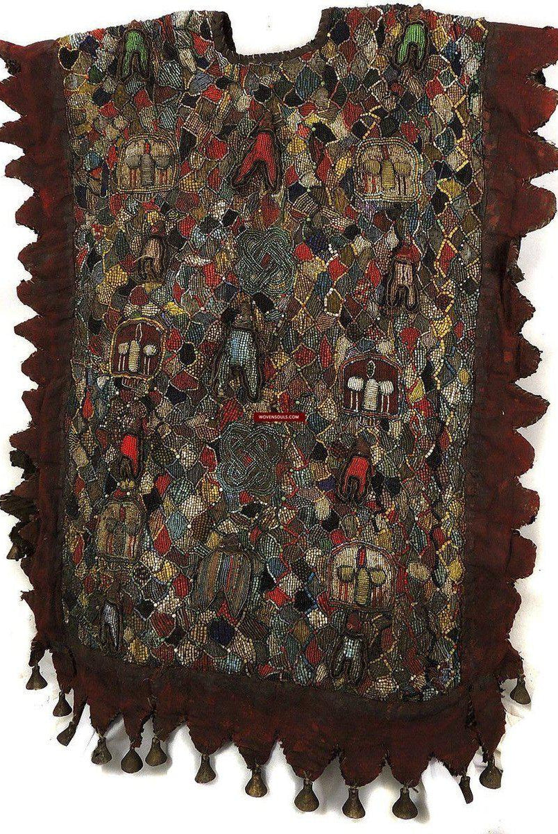 1239 Antique Beaded Yoruba Shango Priest Ceremonial Tunic Masterpiece-WOVENSOULS-Antique-Vintage-Textiles-Art-Decor