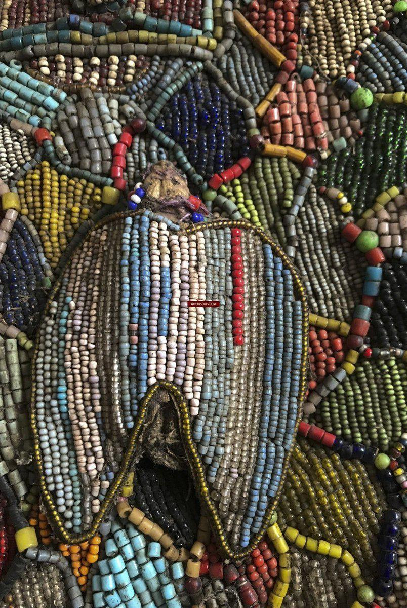 1239 Antique Beaded Yoruba Shango Priest Ceremonial Tunic Masterpiece-WOVENSOULS-Antique-Vintage-Textiles-Art-Decor