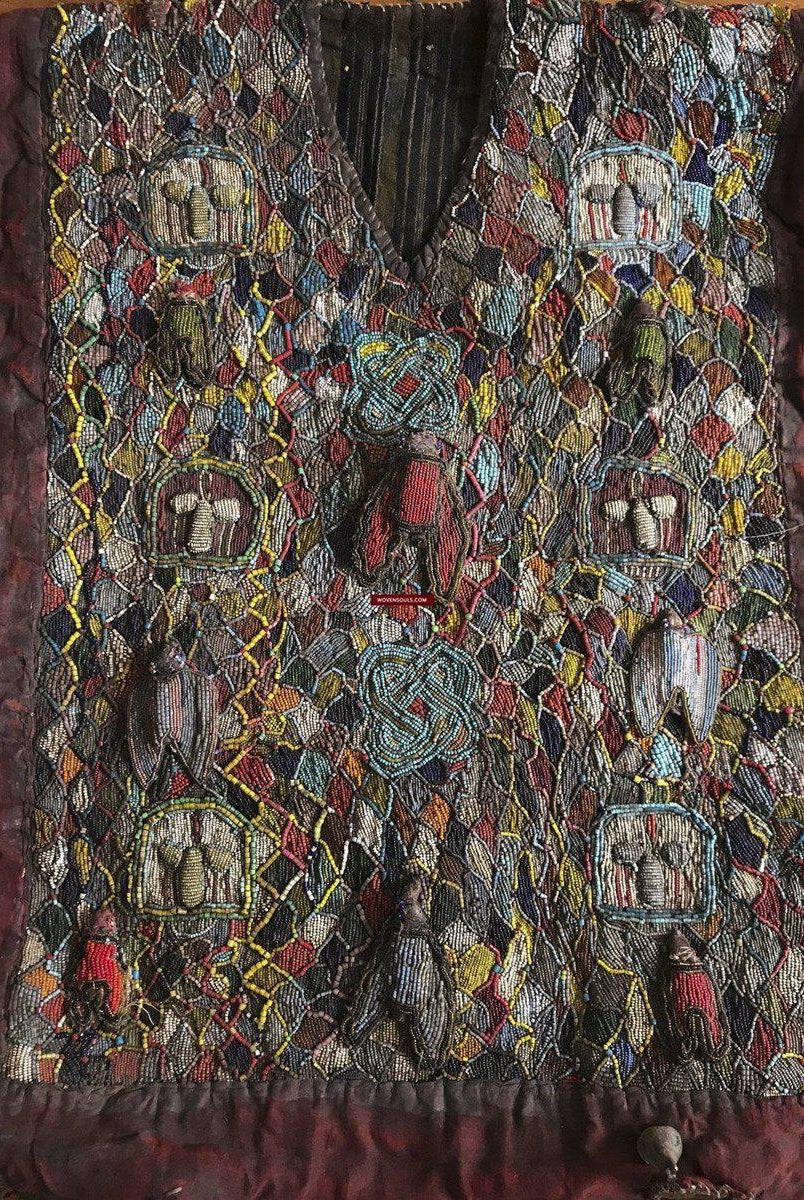 1239 Antique Beaded Yoruba Shango Priest Ceremonial Tunic Masterpiece-WOVENSOULS-Antique-Vintage-Textiles-Art-Decor