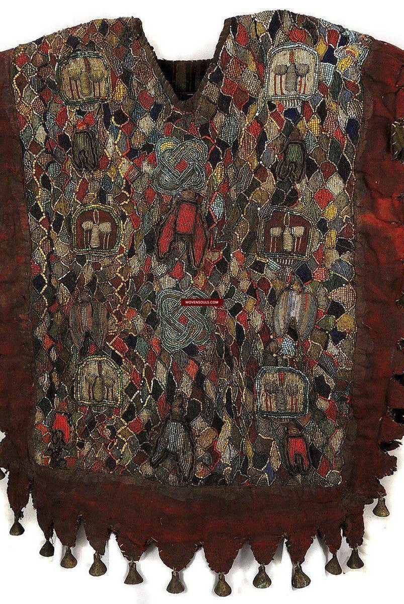 1239 Antique Beaded Yoruba Shango Priest Ceremonial Tunic Masterpiece-WOVENSOULS-Antique-Vintage-Textiles-Art-Decor