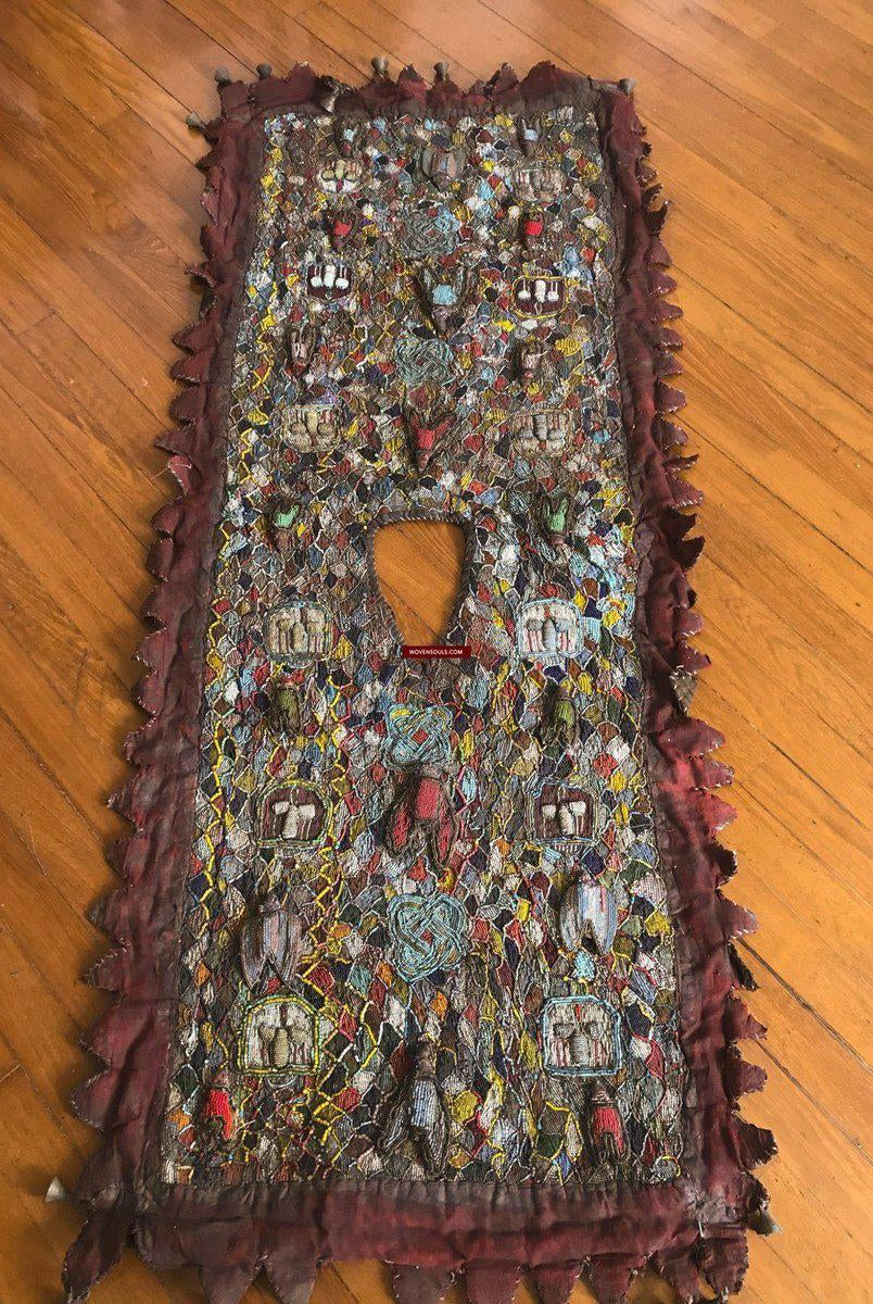 1239 Antique Beaded Yoruba Shango Priest Ceremonial Tunic Masterpiece-WOVENSOULS-Antique-Vintage-Textiles-Art-Decor