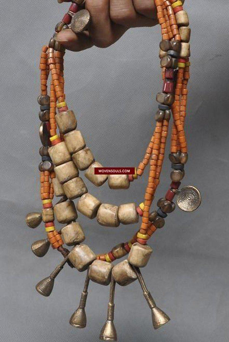 1243 SOLD Old Naga Tribal Heirloom Bead Necklace-WOVENSOULS-Antique-Vintage-Textiles-Art-Decor
