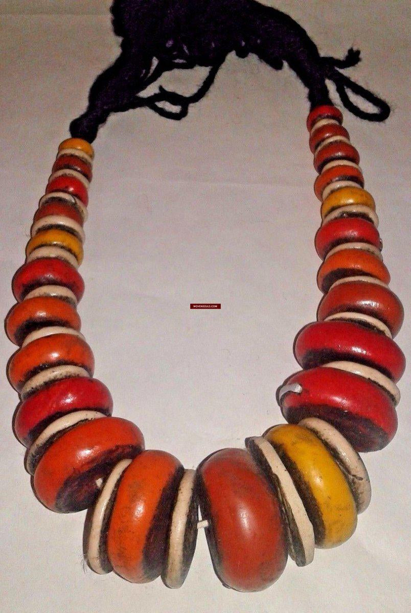 1245 SOLD Antique Moroccan Berber Trade Bead Necklace-WOVENSOULS-Antique-Vintage-Textiles-Art-Decor