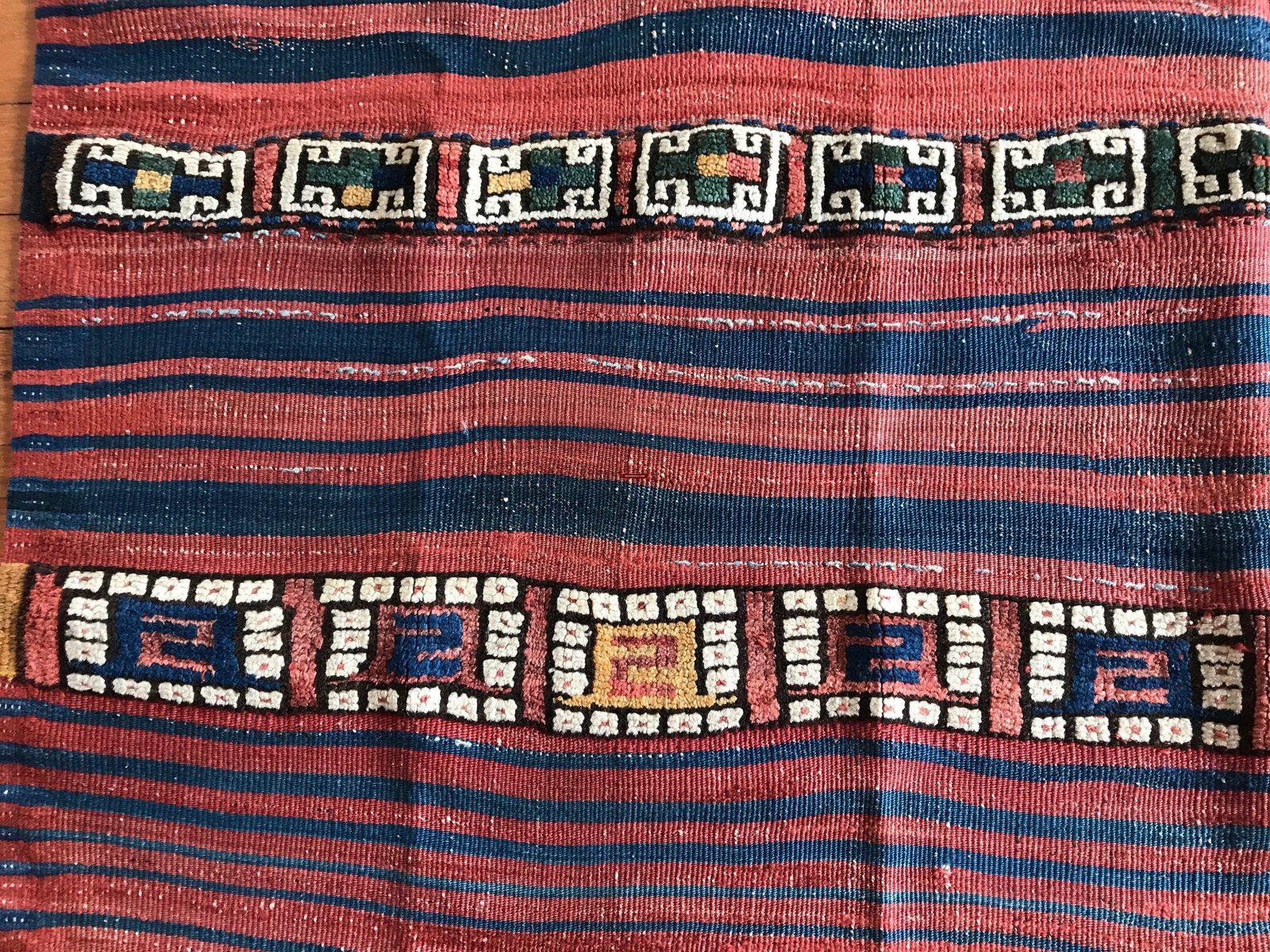 1257 Raro e antico Yuncu Kilim anatolico con fasce in pile - Galleria-2-WOVENSOULS-Arredamento artistico-tessile-vintage-antico