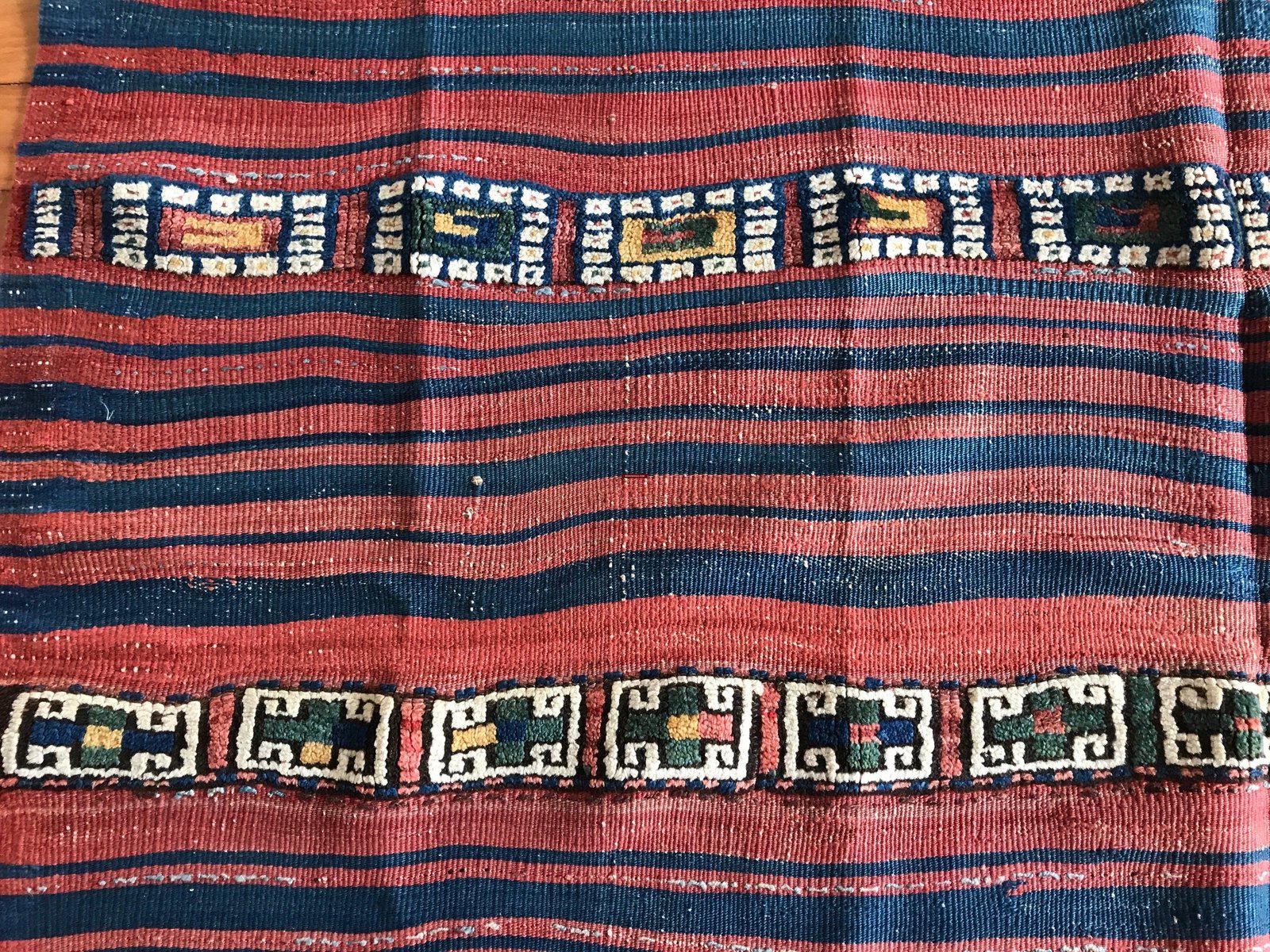 1257 Raro e antico Yuncu Kilim anatolico con fasce in pile - Galleria-2-WOVENSOULS-Arredamento artistico-tessile-vintage-antico