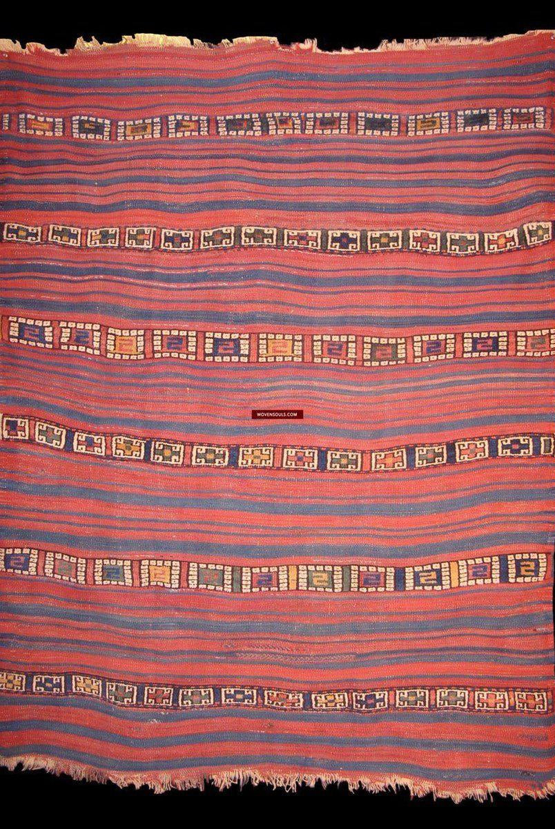 1257 Rare Antique Anatolian Yuncu Kilim with Pile Bands - Gallery-2-WOVENSOULS-Antique-Vintage-Textiles-Art-Decor