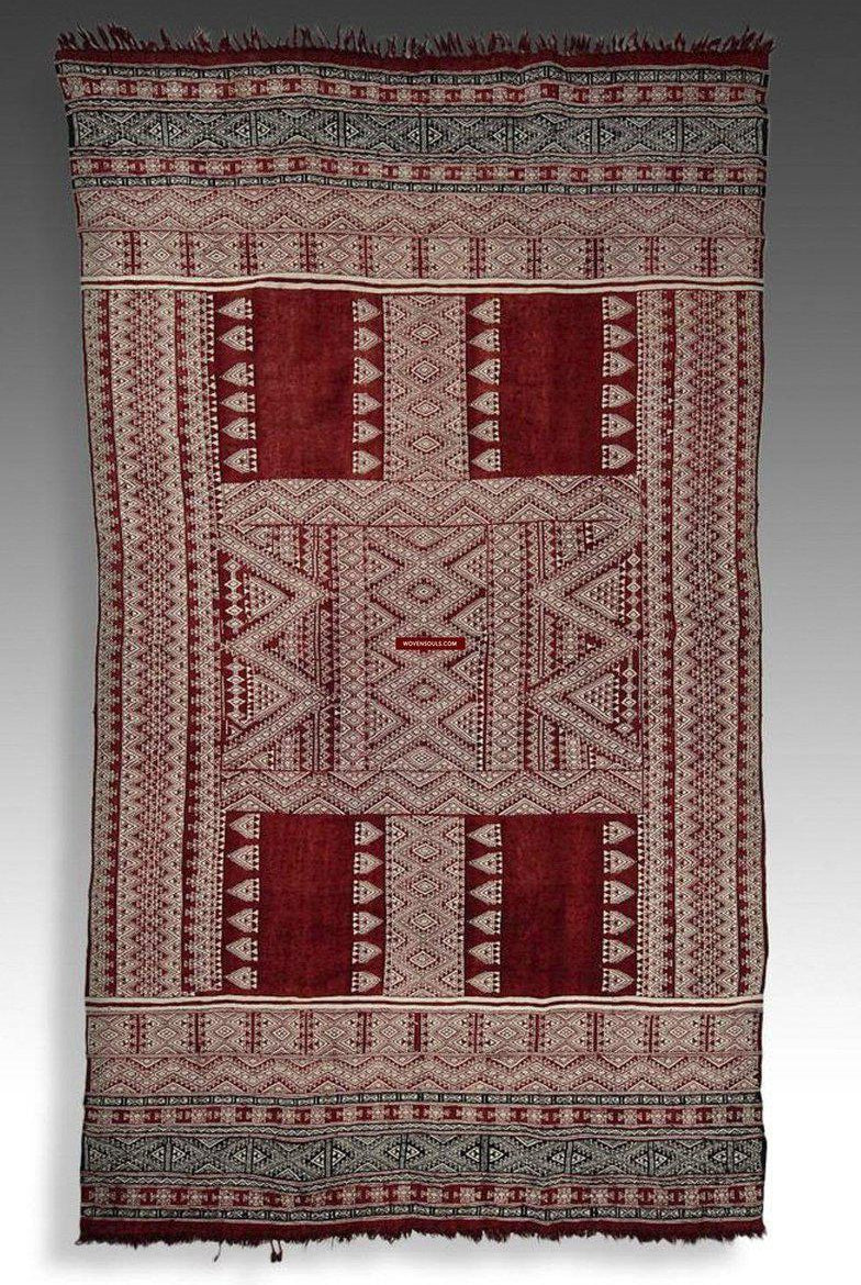 1259 Antique Bakhnoug Shawl - Textile Art Masterpiece-WOVENSOULS-Antique-Vintage-Textiles-Art-Decor