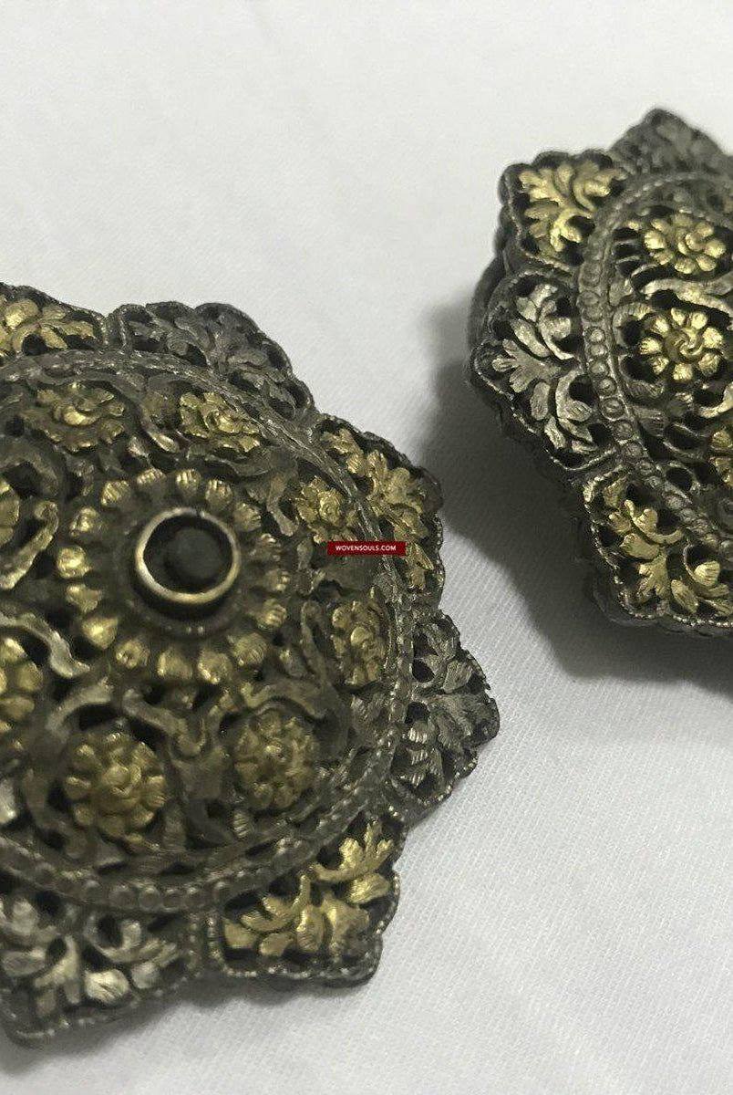 1263 Seltenes antikes Himalaya-Silberornamentpaar - Koma / Kooma aus Sikkim-WOVENSOULS-Antike-Vintage-Textilien-Kunst-Dekor