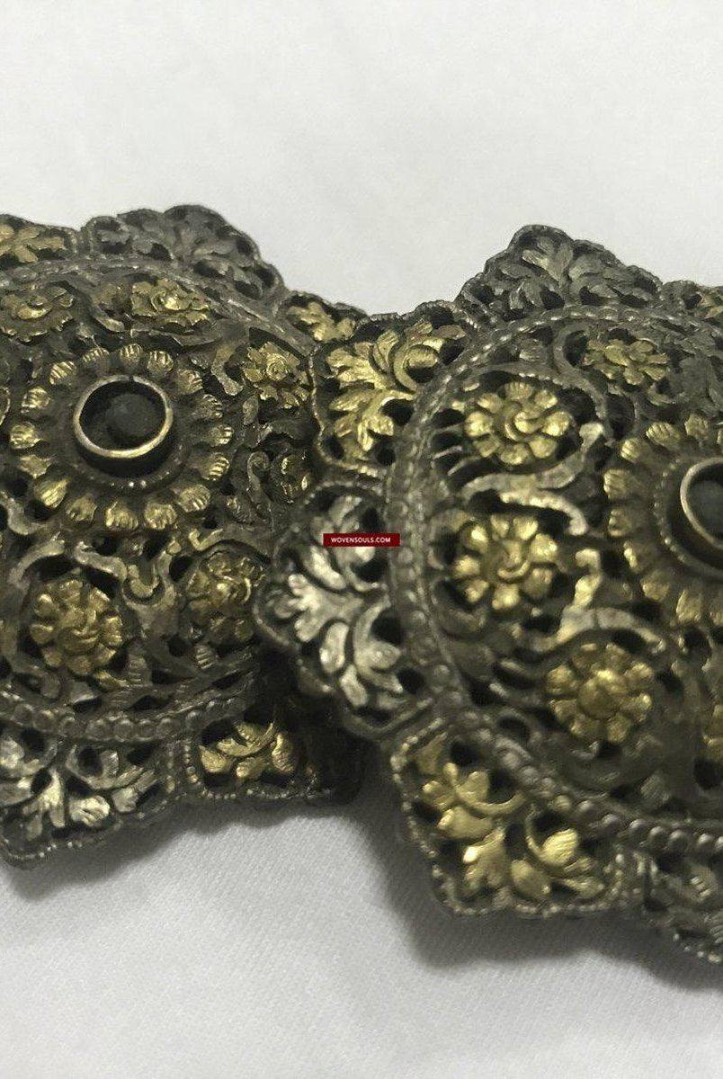 1263 Seltenes antikes Himalaya-Silberornamentpaar - Koma / Kooma aus Sikkim-WOVENSOULS-Antike-Vintage-Textilien-Kunst-Dekor