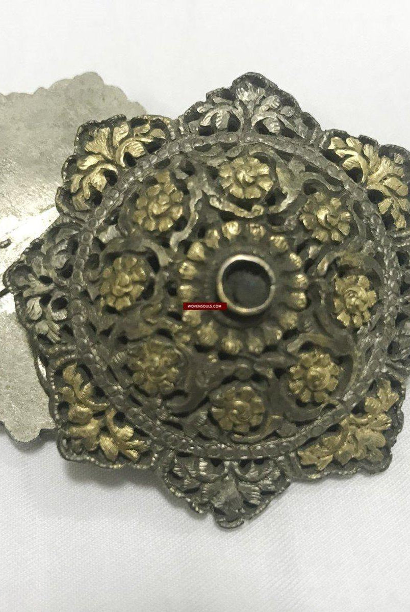1263 Seltenes antikes Himalaya-Silberornamentpaar - Koma / Kooma aus Sikkim-WOVENSOULS-Antike-Vintage-Textilien-Kunst-Dekor