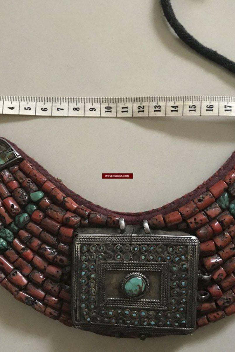 1279 SOLD Old Ladakh Heirloom Jewelry with Coral-WOVENSOULS-Antique-Vintage-Textiles-Art-Decor