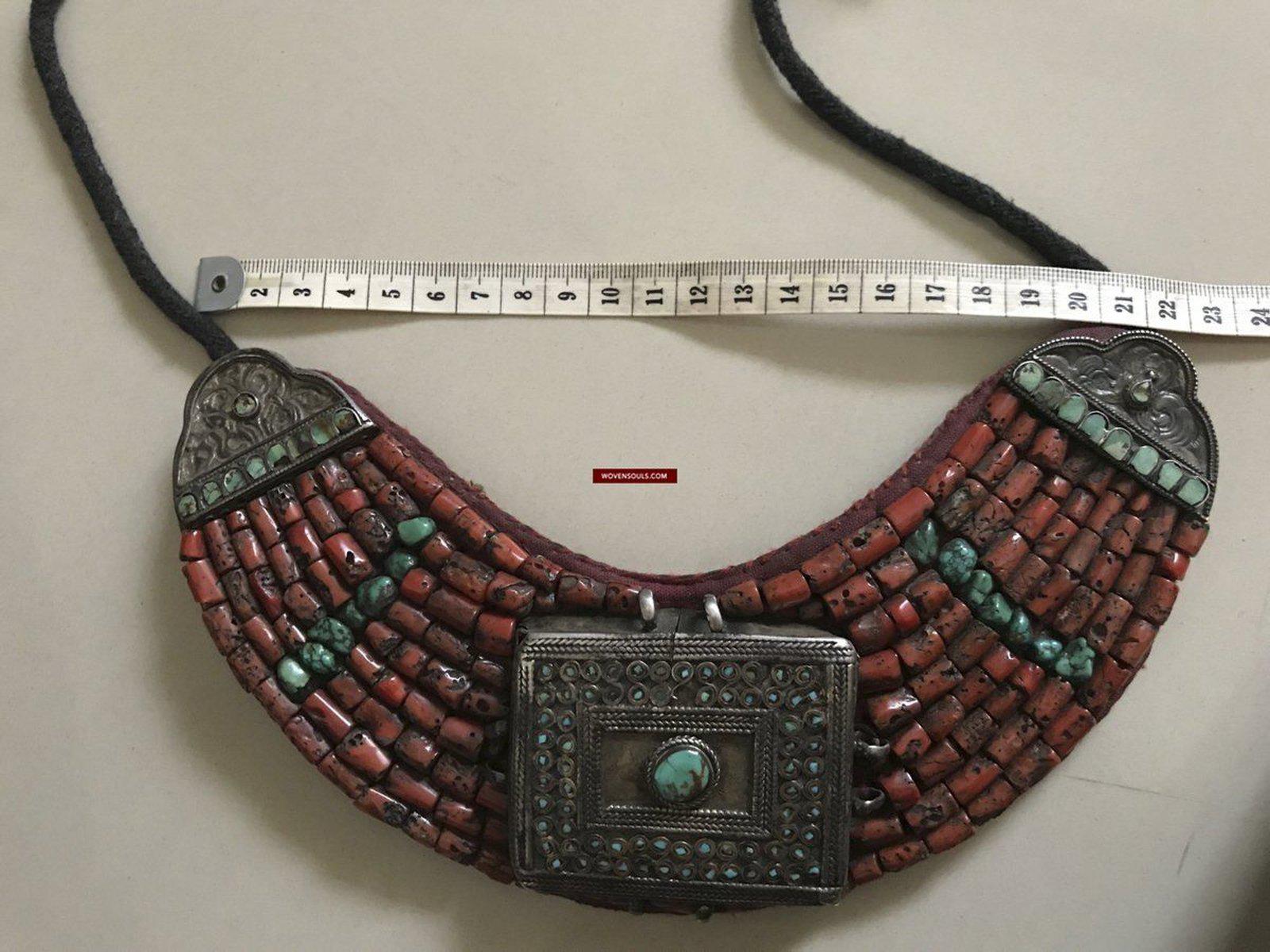 1279 SOLD Old Ladakh Heirloom Jewelry with Coral-WOVENSOULS-Antique-Vintage-Textiles-Art-Decor