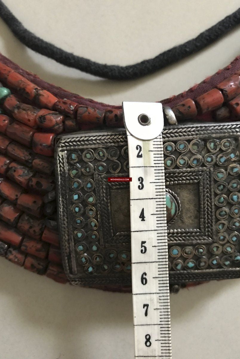 1279 SOLD Old Ladakh Heirloom Jewelry with Coral-WOVENSOULS-Antique-Vintage-Textiles-Art-Decor