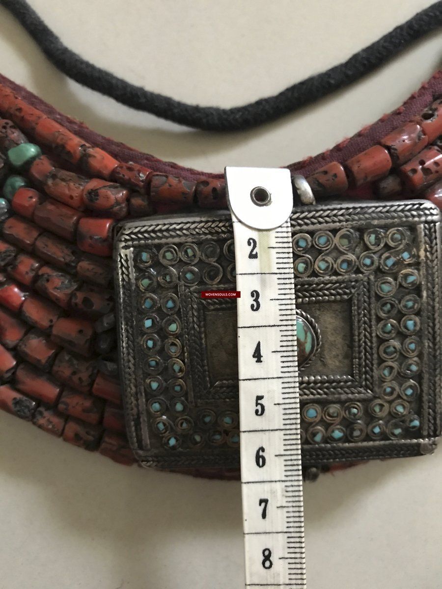 1279 SOLD Old Ladakh Heirloom Jewelry with Coral-WOVENSOULS-Antique-Vintage-Textiles-Art-Decor