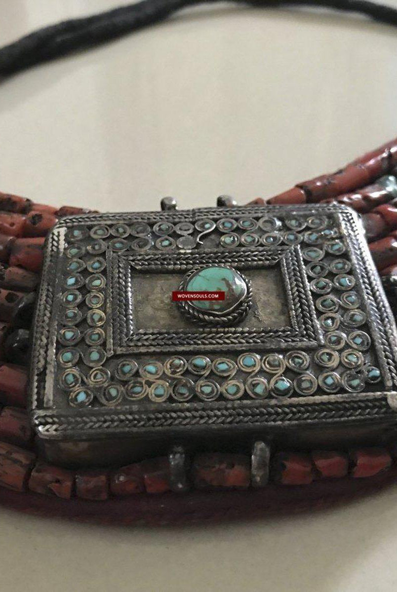 1279 SOLD Old Ladakh Heirloom Jewelry with Coral-WOVENSOULS-Antique-Vintage-Textiles-Art-Decor