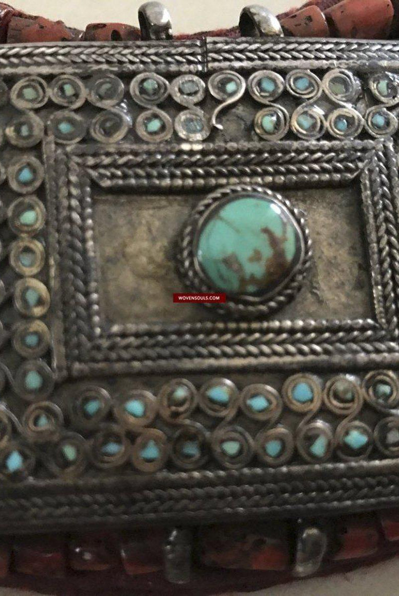 1279 SOLD Old Ladakh Heirloom Jewelry with Coral-WOVENSOULS-Antique-Vintage-Textiles-Art-Decor