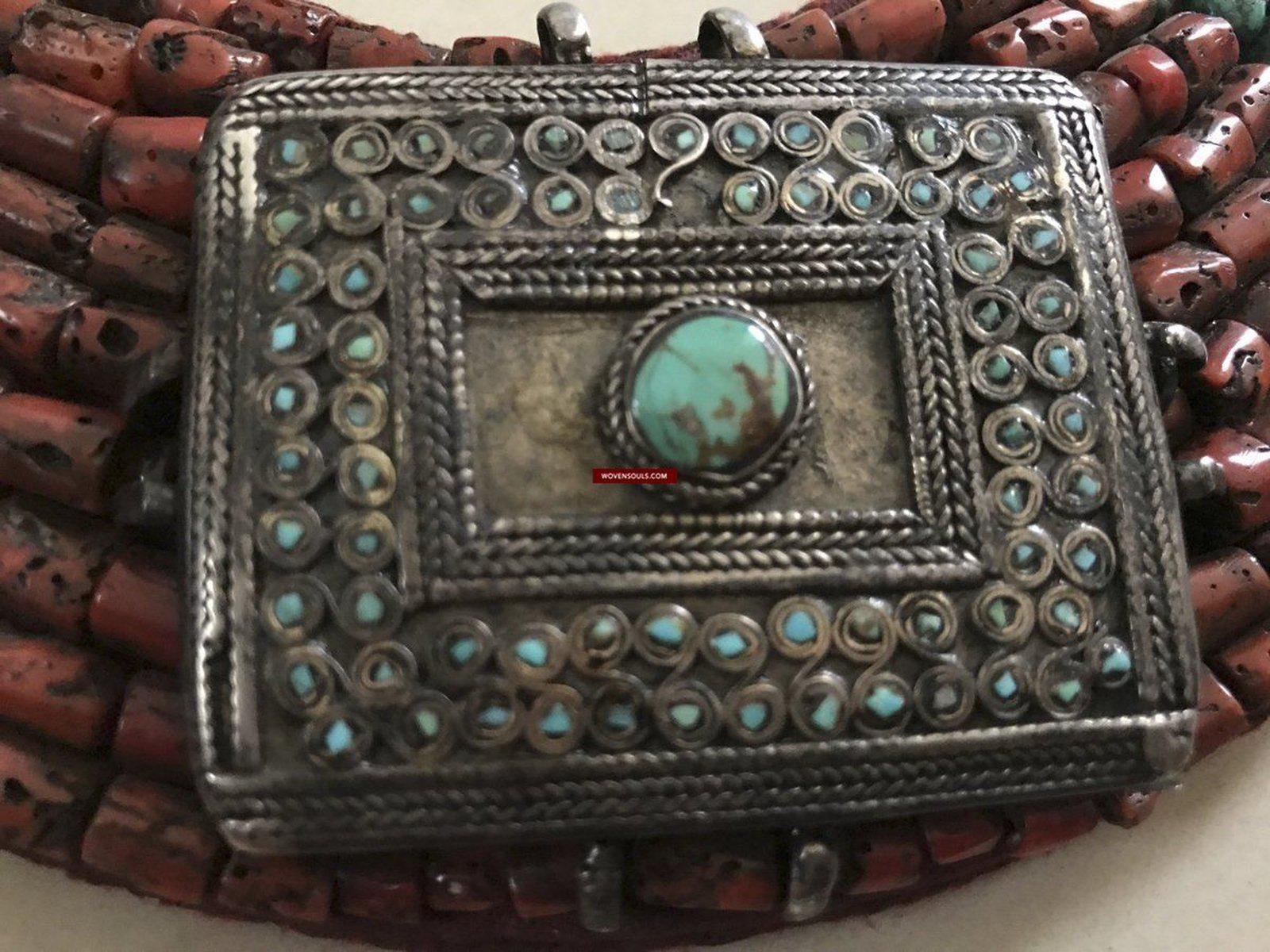 1279 SOLD Old Ladakh Heirloom Jewelry with Coral-WOVENSOULS-Antique-Vintage-Textiles-Art-Decor
