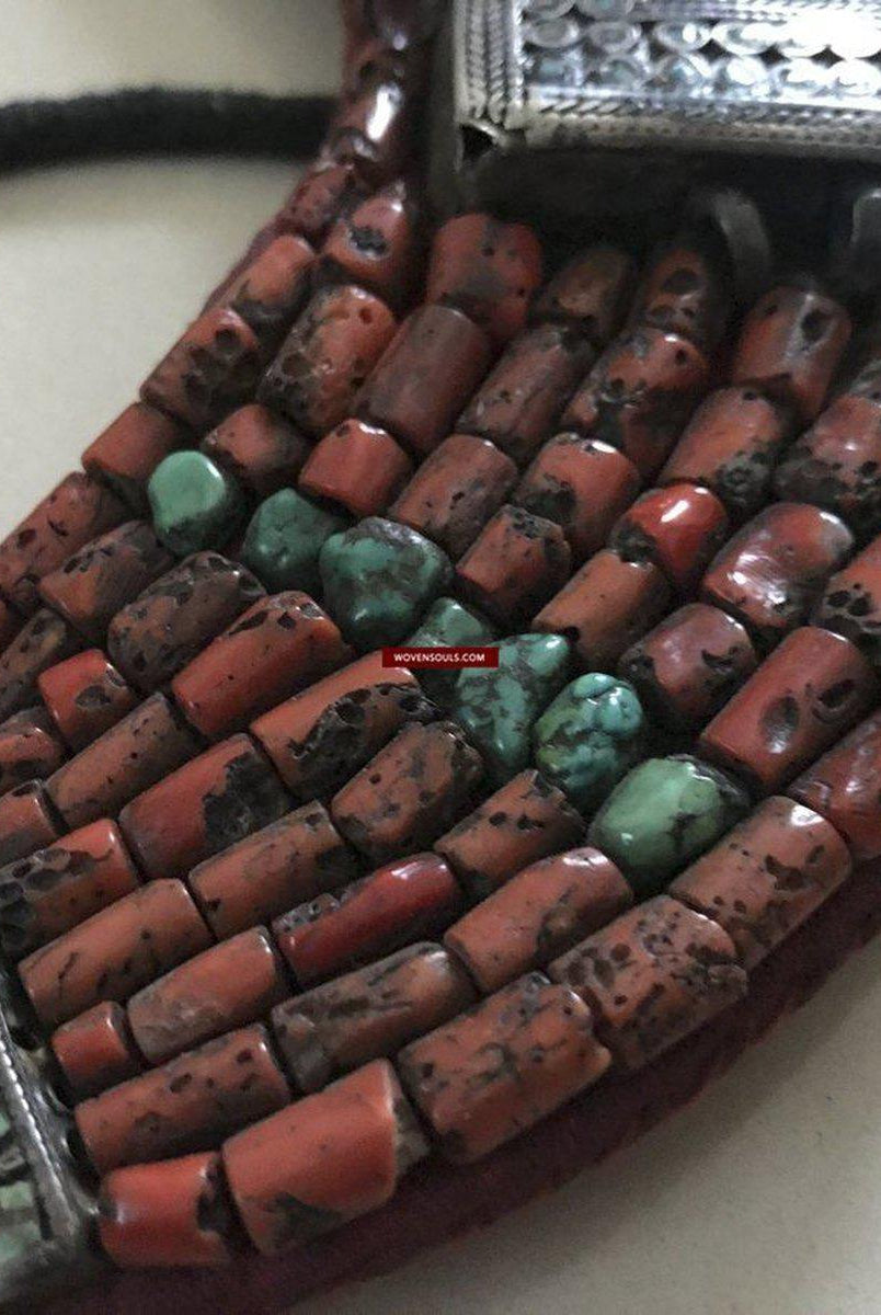 1279 SOLD Old Ladakh Heirloom Jewelry with Coral-WOVENSOULS-Antique-Vintage-Textiles-Art-Decor