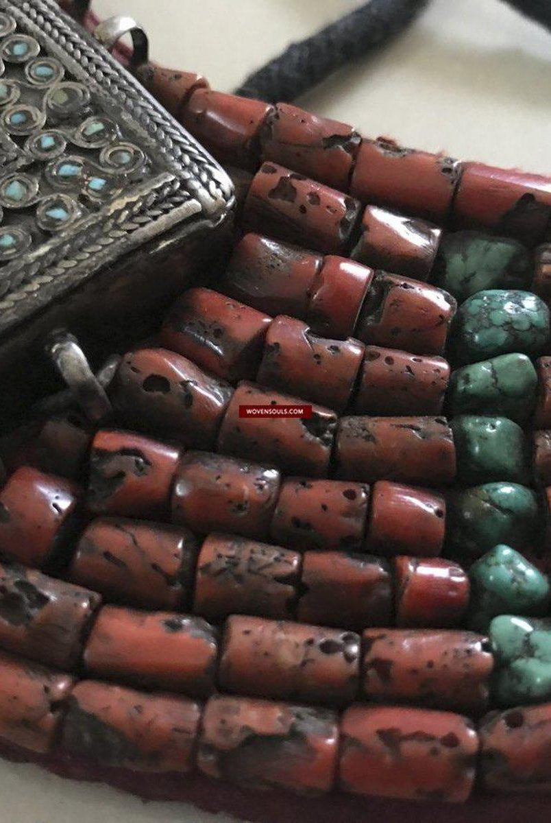 1279 SOLD Old Ladakh Heirloom Jewelry with Coral-WOVENSOULS-Antique-Vintage-Textiles-Art-Decor