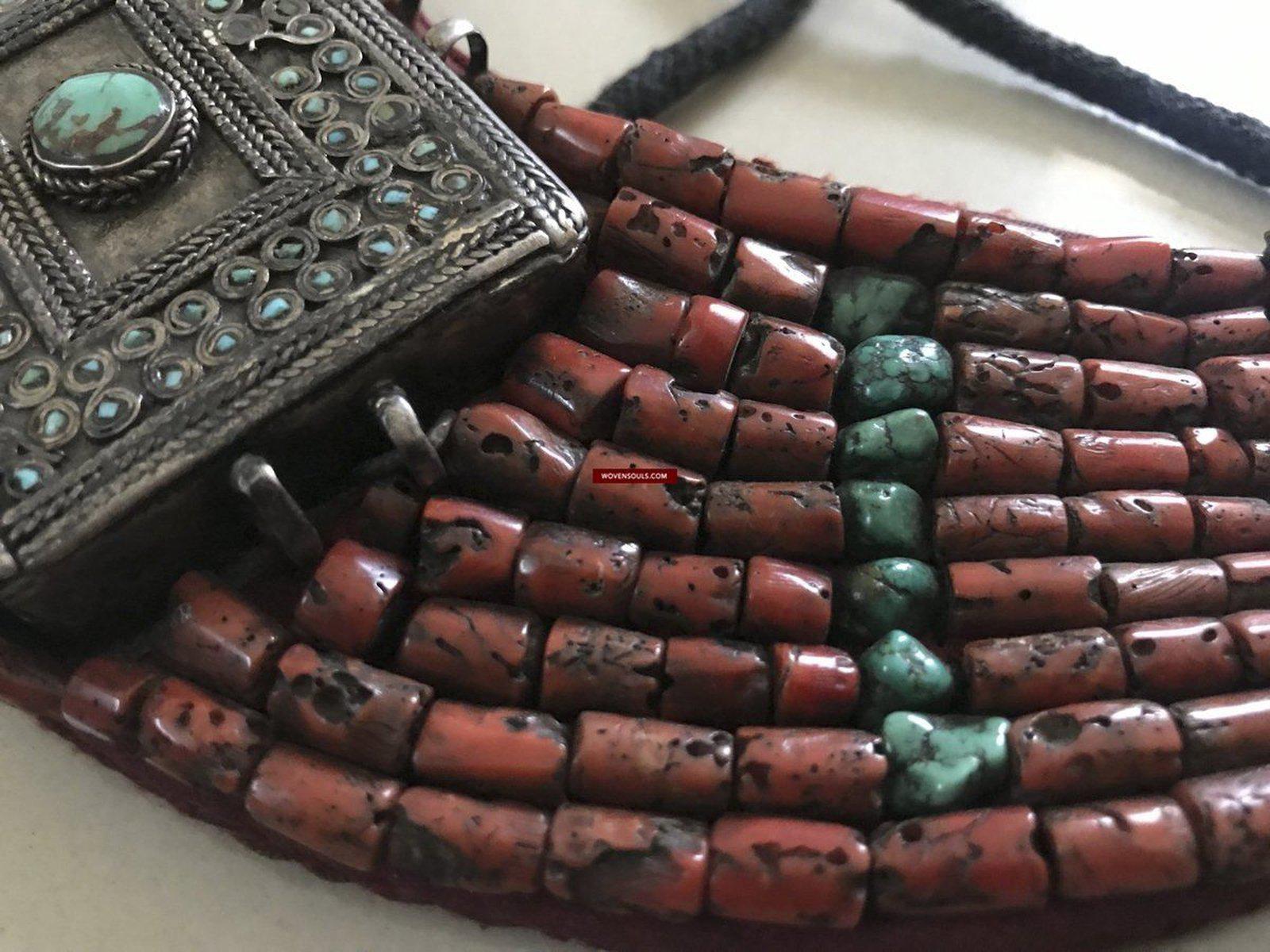 1279 SOLD Old Ladakh Heirloom Jewelry with Coral-WOVENSOULS-Antique-Vintage-Textiles-Art-Decor