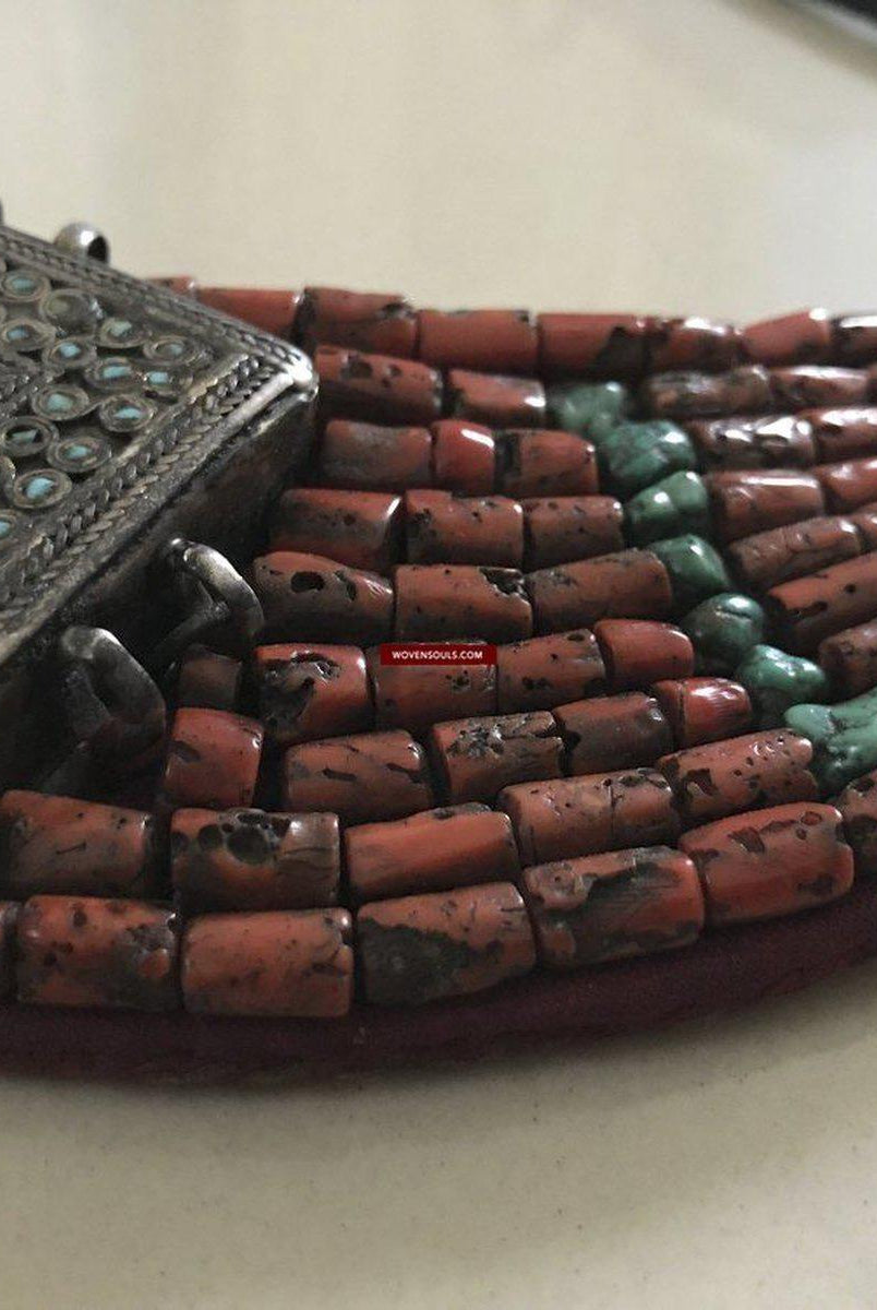 1279 SOLD Old Ladakh Heirloom Jewelry with Coral-WOVENSOULS-Antique-Vintage-Textiles-Art-Decor