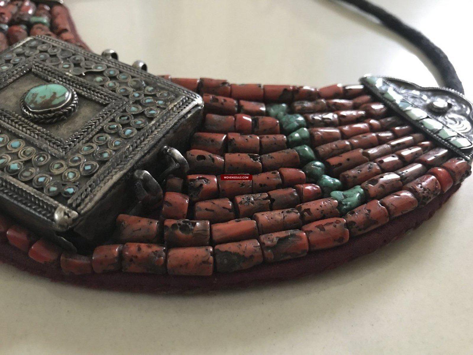 1279 SOLD Old Ladakh Heirloom Jewelry with Coral-WOVENSOULS-Antique-Vintage-Textiles-Art-Decor