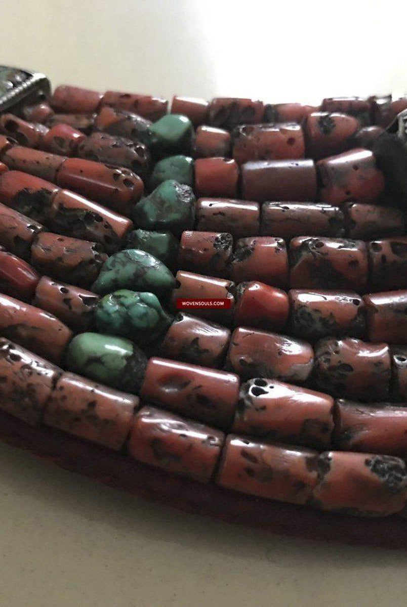 1279 SOLD Old Ladakh Heirloom Jewelry with Coral-WOVENSOULS-Antique-Vintage-Textiles-Art-Decor