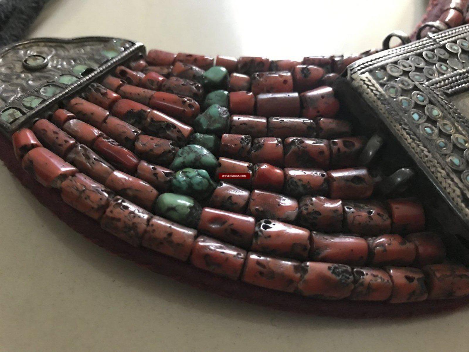 1279 SOLD Old Ladakh Heirloom Jewelry with Coral-WOVENSOULS-Antique-Vintage-Textiles-Art-Decor