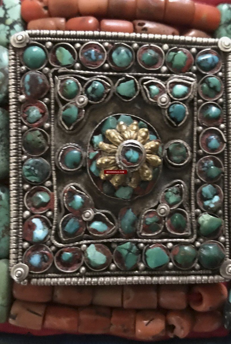 1281 SOLD Rare Old Ladakh Heirloom Jewelry with Gold Gilt-WOVENSOULS-Antique-Vintage-Textiles-Art-Decor