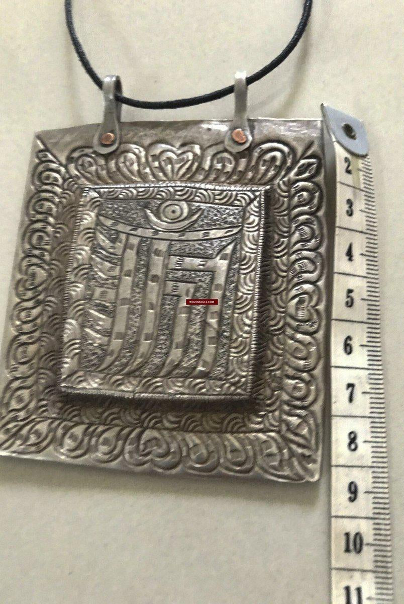 1284 SOLD Old Ladakh Heirloom Silver Buddhist Amulet Pendant-WOVENSOULS-Antique-Vintage-Textiles-Art-Decor