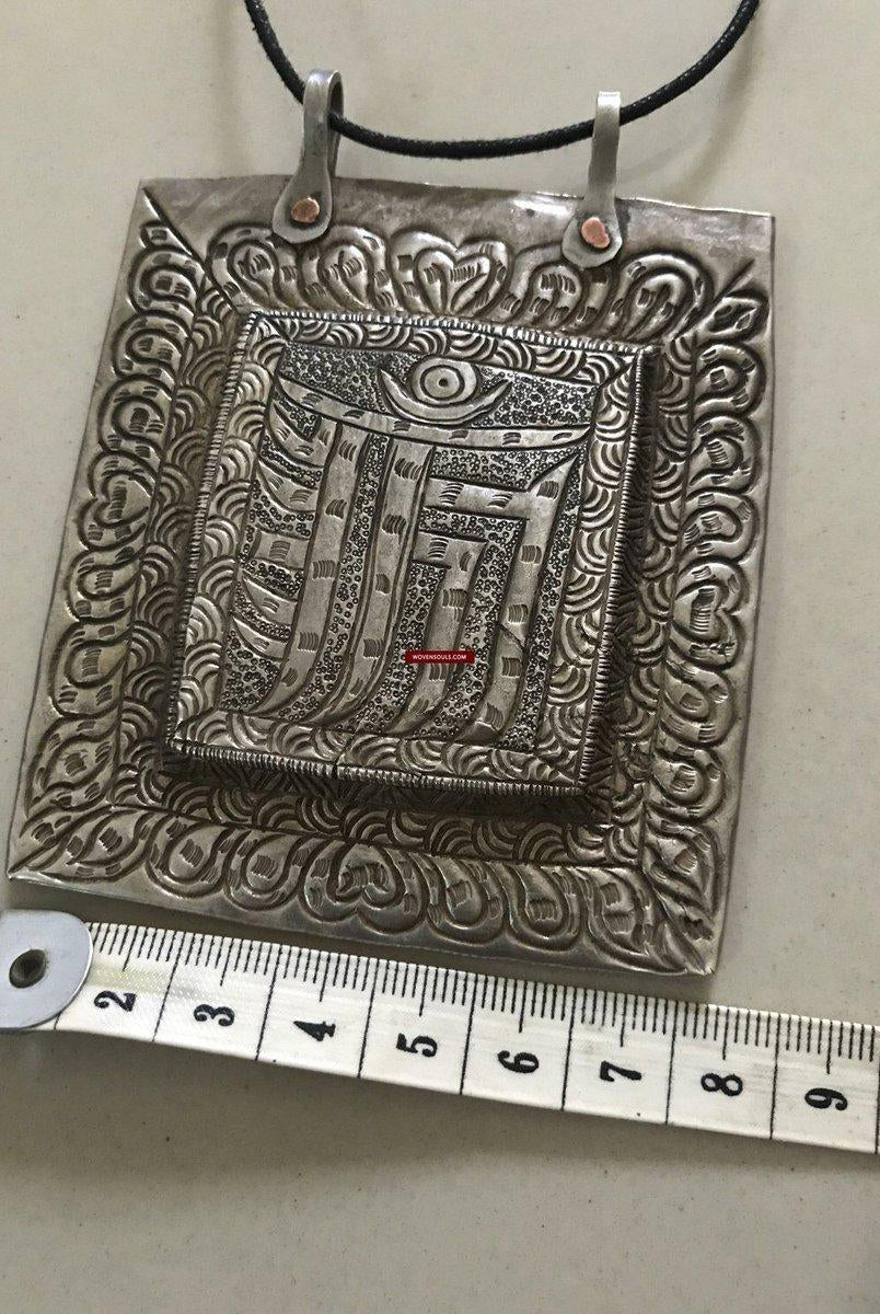 1284 SOLD Old Ladakh Heirloom Silver Buddhist Amulet Pendant-WOVENSOULS-Antique-Vintage-Textiles-Art-Decor
