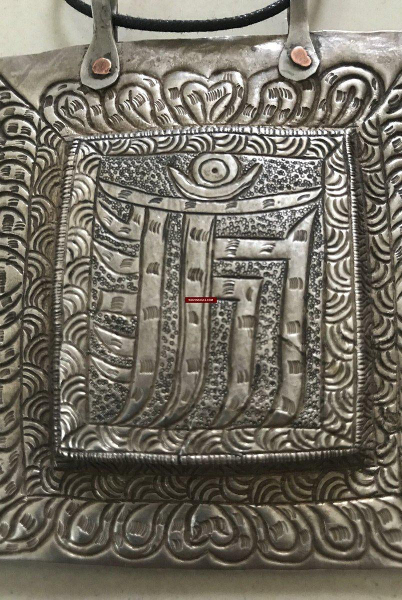 1284 SOLD Old Ladakh Heirloom Silver Buddhist Amulet Pendant-WOVENSOULS-Antique-Vintage-Textiles-Art-Decor