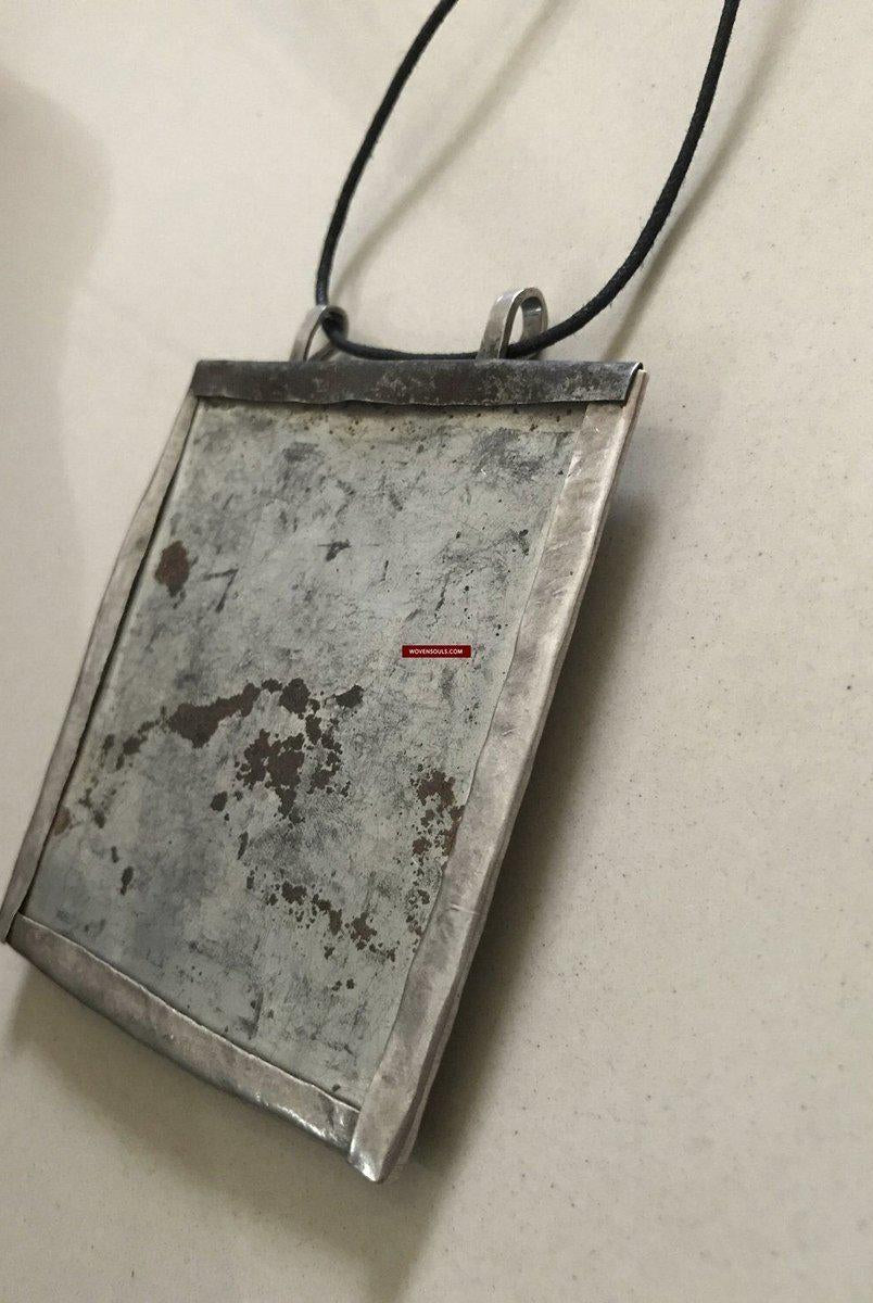 1284 SOLD Old Ladakh Heirloom Silver Buddhist Amulet Pendant-WOVENSOULS-Antique-Vintage-Textiles-Art-Decor