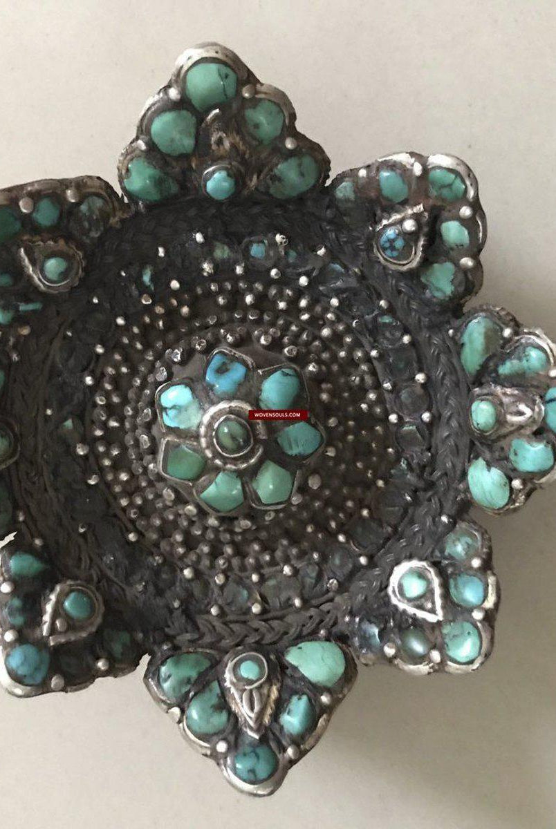 1285 Raro vecchio medaglione d'argento del fiore Ladakh Tshoopze - VENDUTO-WOVENSOULS-Arredamento artistico-tessile-vintage-antico