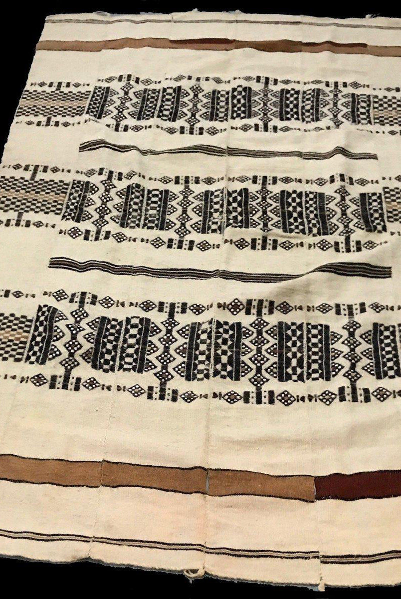 Coperta con scialle Fulani antica del 1298-WOVENSOULS-Arredamento artistico-tessile-vintage-antico