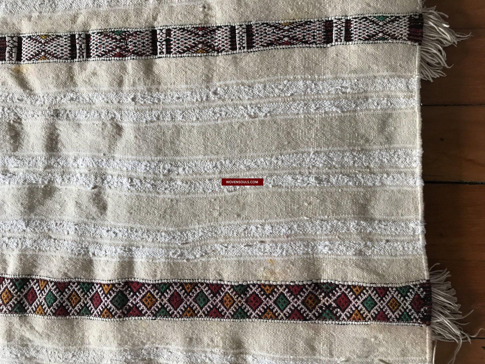 1308 SOLD Vintage Berber Wedding Shawl Blanket Tamizart / Handira - North African Textile Art-WOVENSOULS-Antique-Vintage-Textiles-Art-Decor